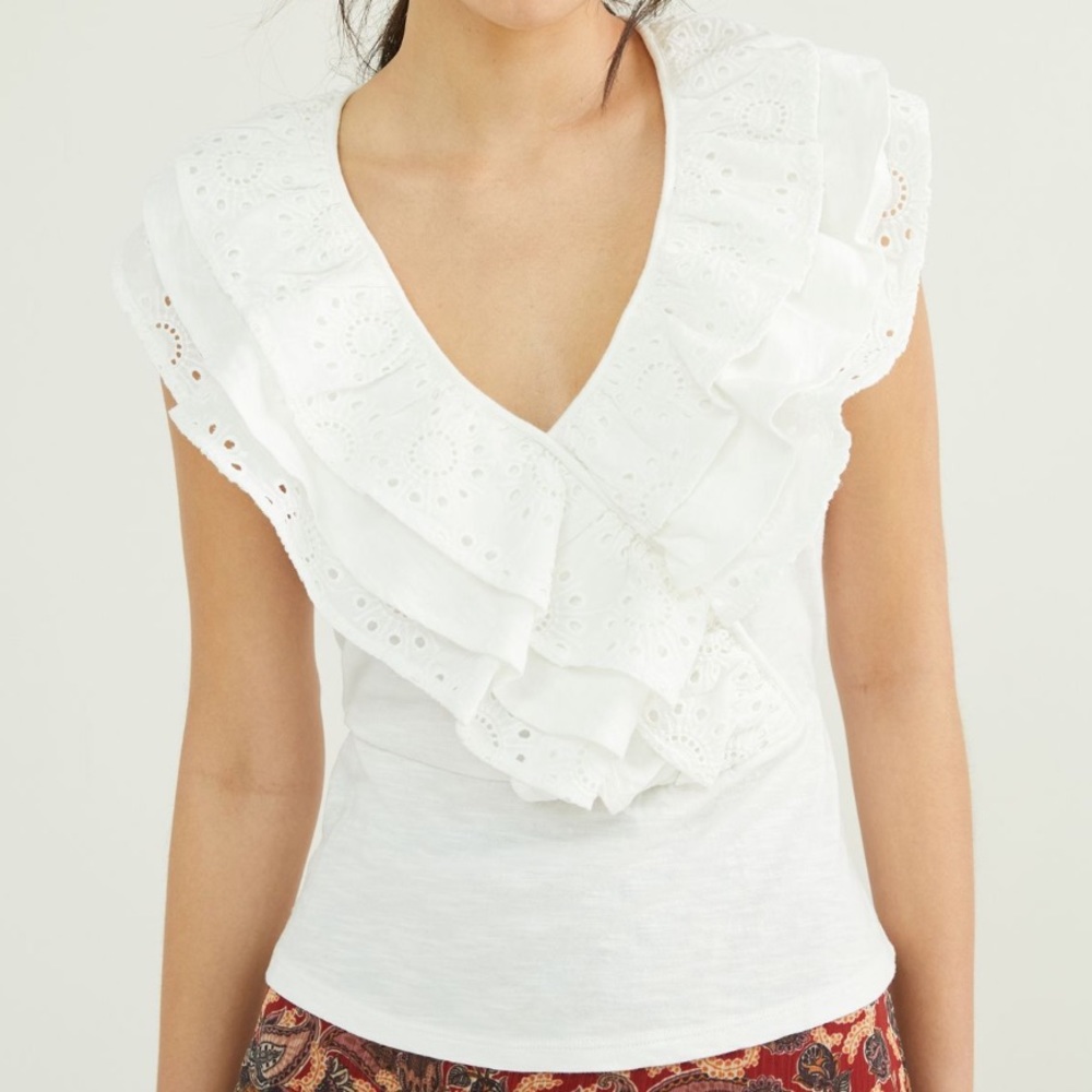 Jodi Ruffled Eyelet Crop Top